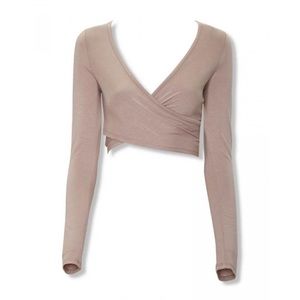 Mocha Surplice Crop Top